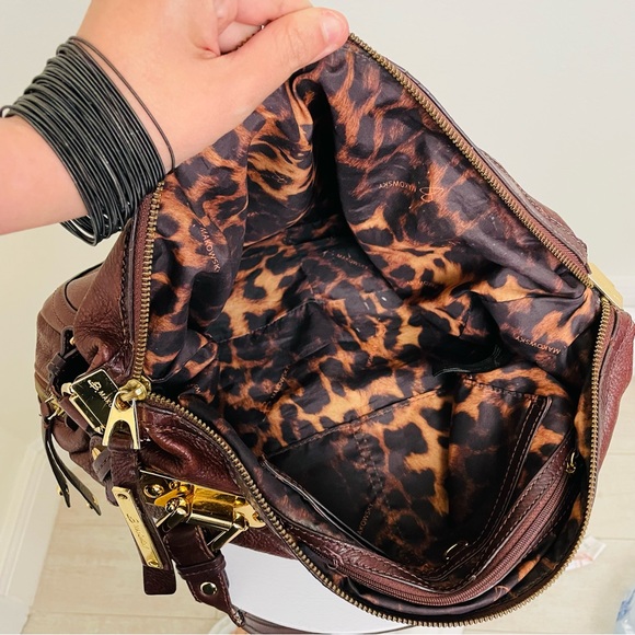 Burgundy B Makowsky Large Hobo Weekender Leather Bag - Picture 11 of 14